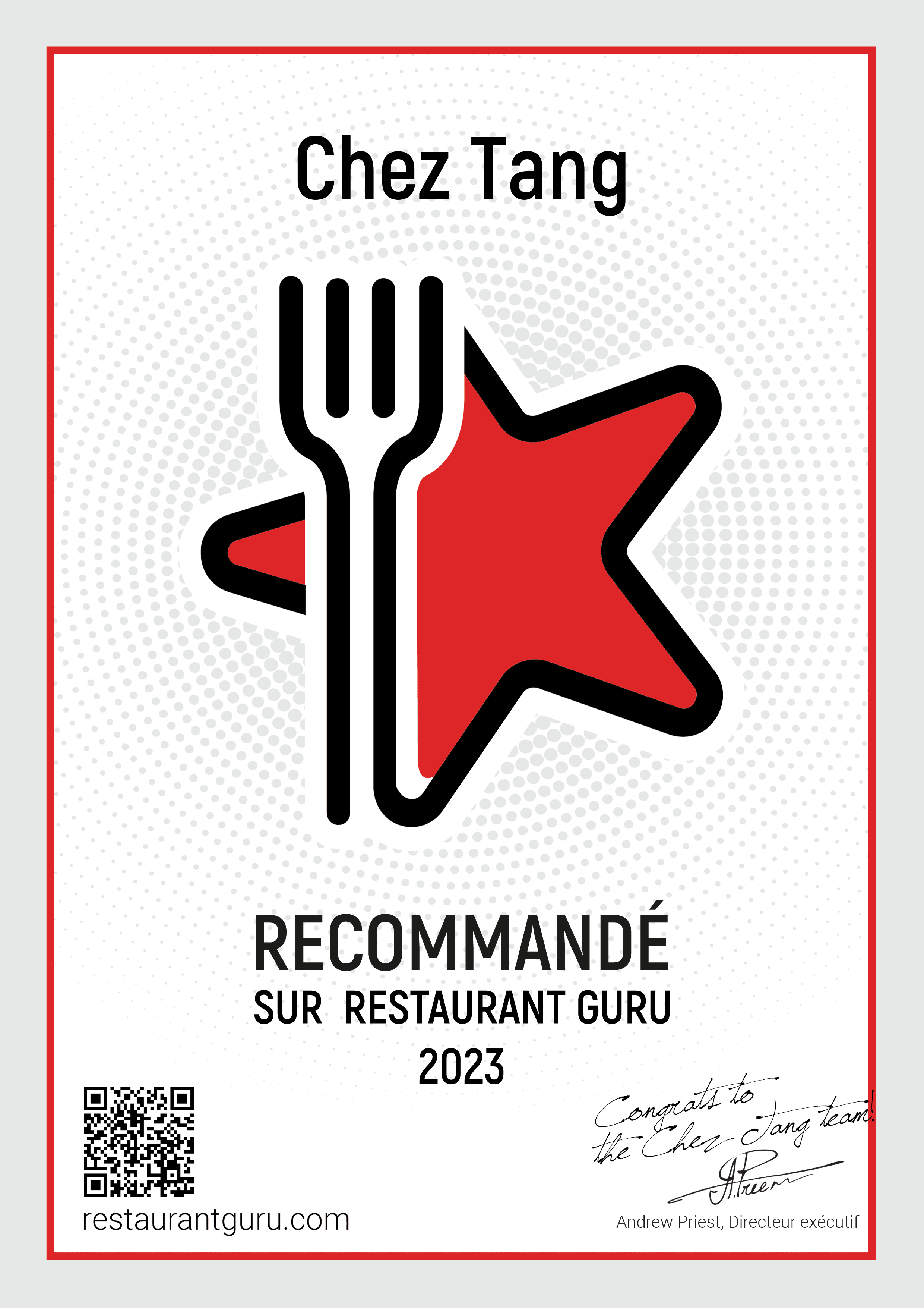 Restaurant Chez TANG : Établissement recommandé par Restaurant Guru en 2023